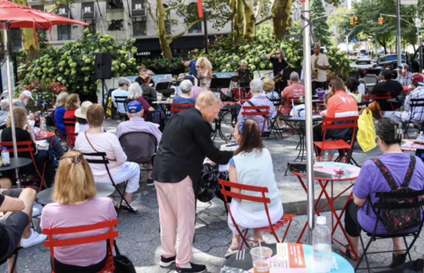 jazz band playing for crowd
